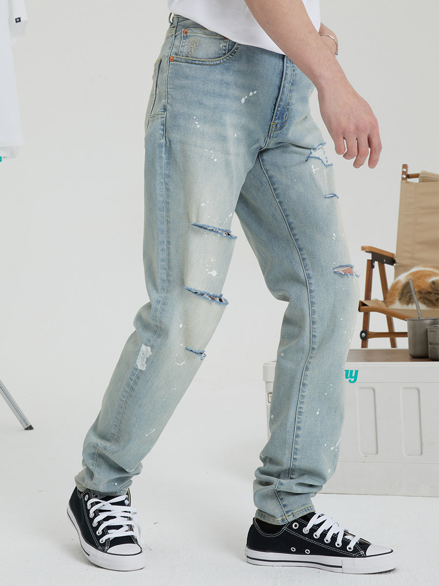 Nobaday Splash Ink Straight-leg Jeans Pants