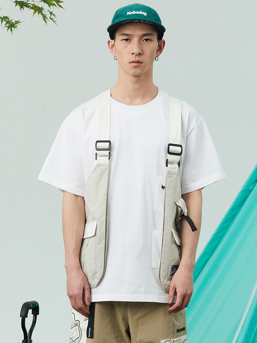 Nobaday Khaki Vertical Strips Vest