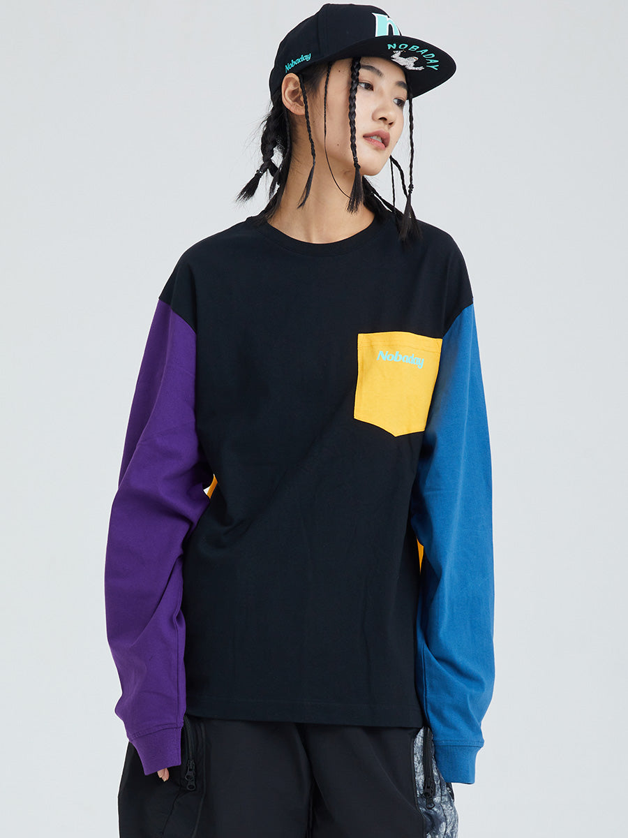 Nobaday VINTAGE COLOR BLOCK LONG SLEEVE T-shirt
