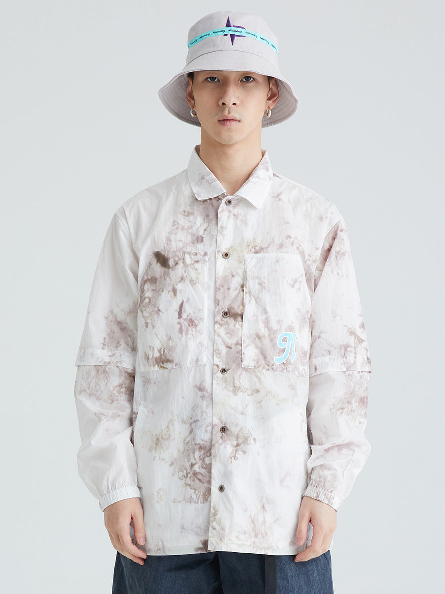 Nobaday DETACHABLE TIE DYED LONG SLEEVE SHIRT