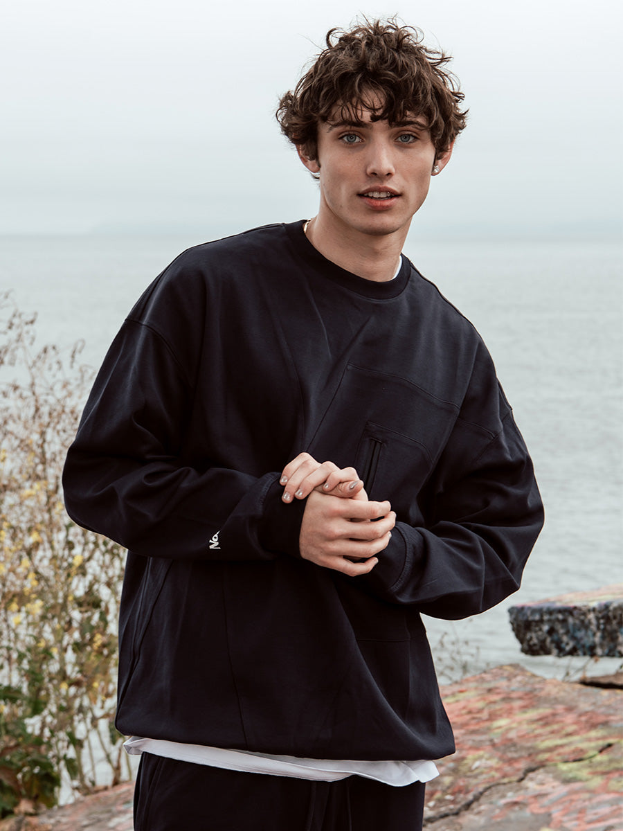 Zip Pocket Crewneck Sweatshirt