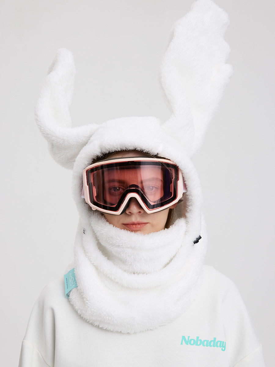 Nobaday Pink Rabbit Ear Winter Outdoor Hood