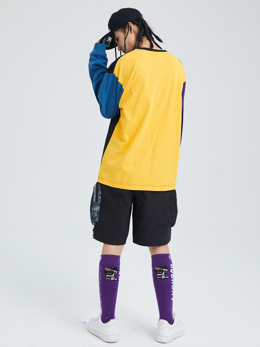 Vintage Color Block Long Sleeve T-Shirt