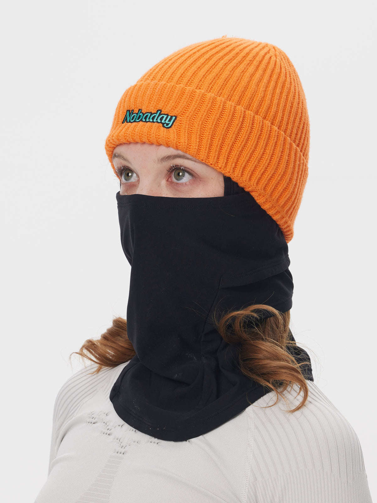 2-in-1 Knit Beanie Face Mask Orange
