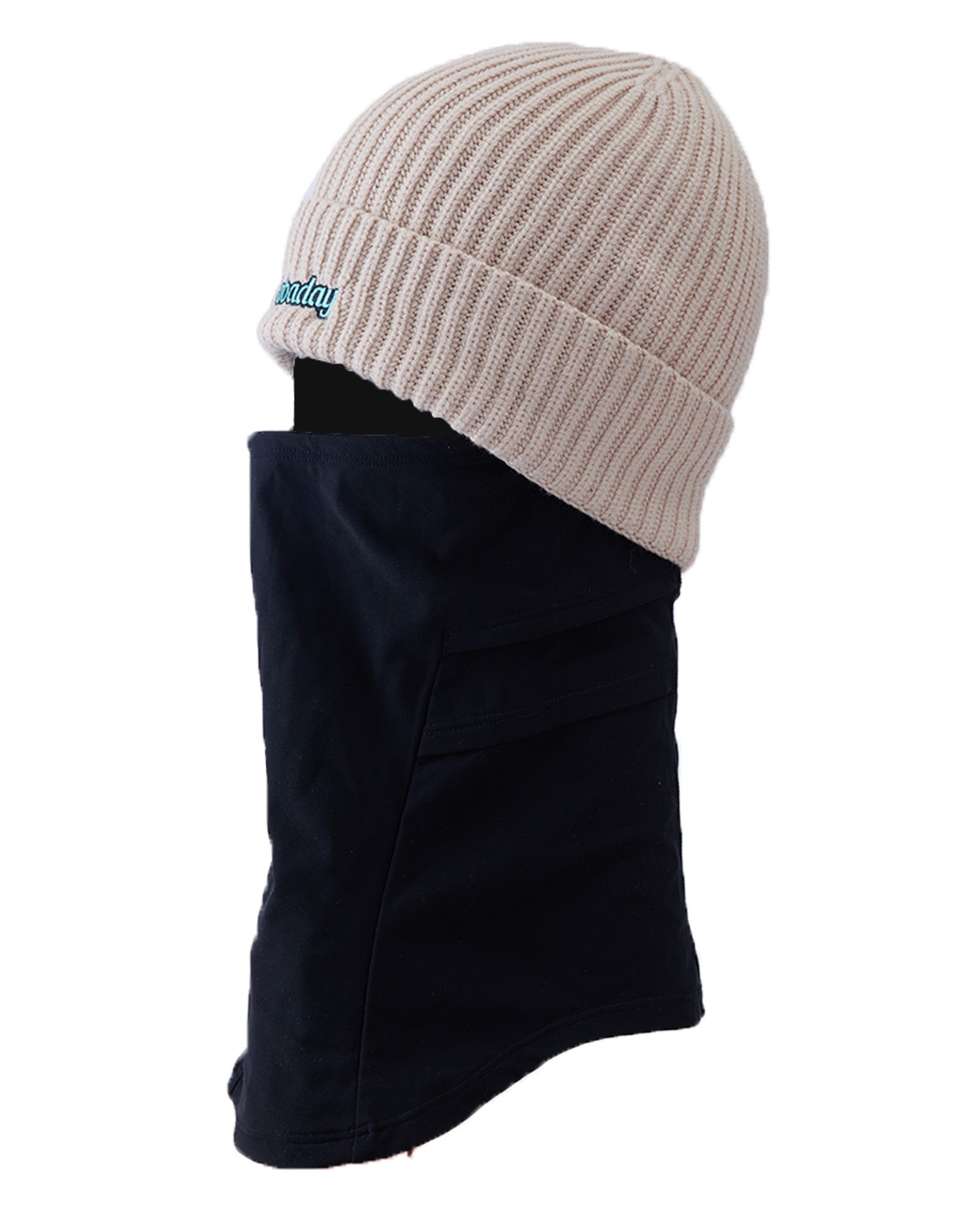Nobaday 2-in-1 Knit Beanie Face Mask White