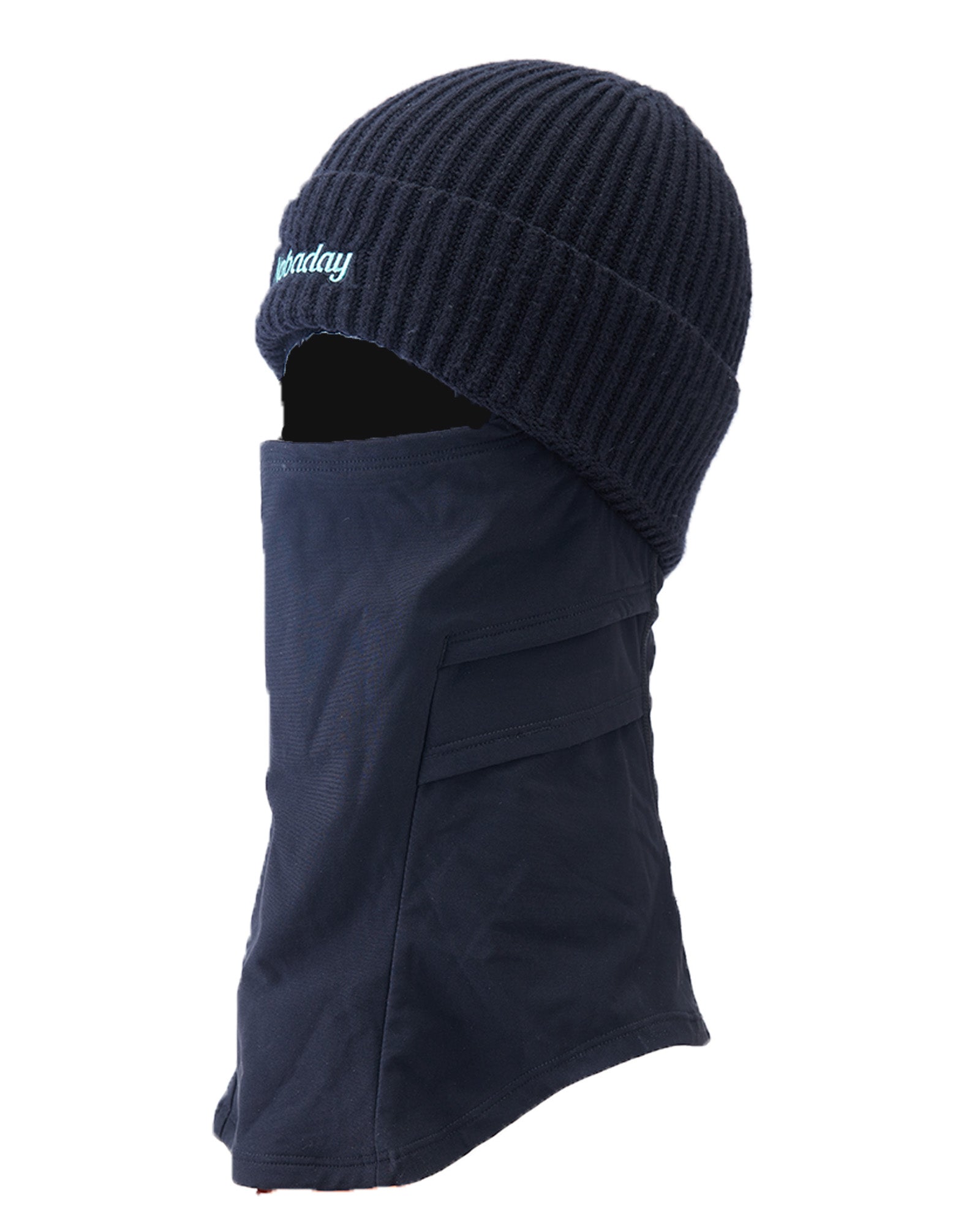 Nobaday 2-in-1 Knit Beanie Face Mask White