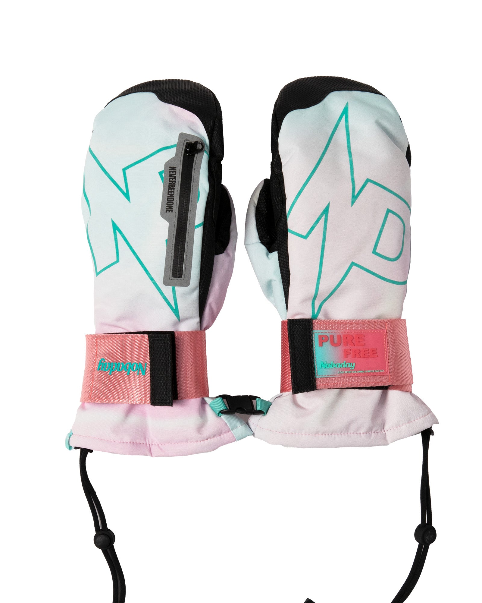 Nobaday Pure Free Wrist Guard Ski & Snowboard Mittens Pink