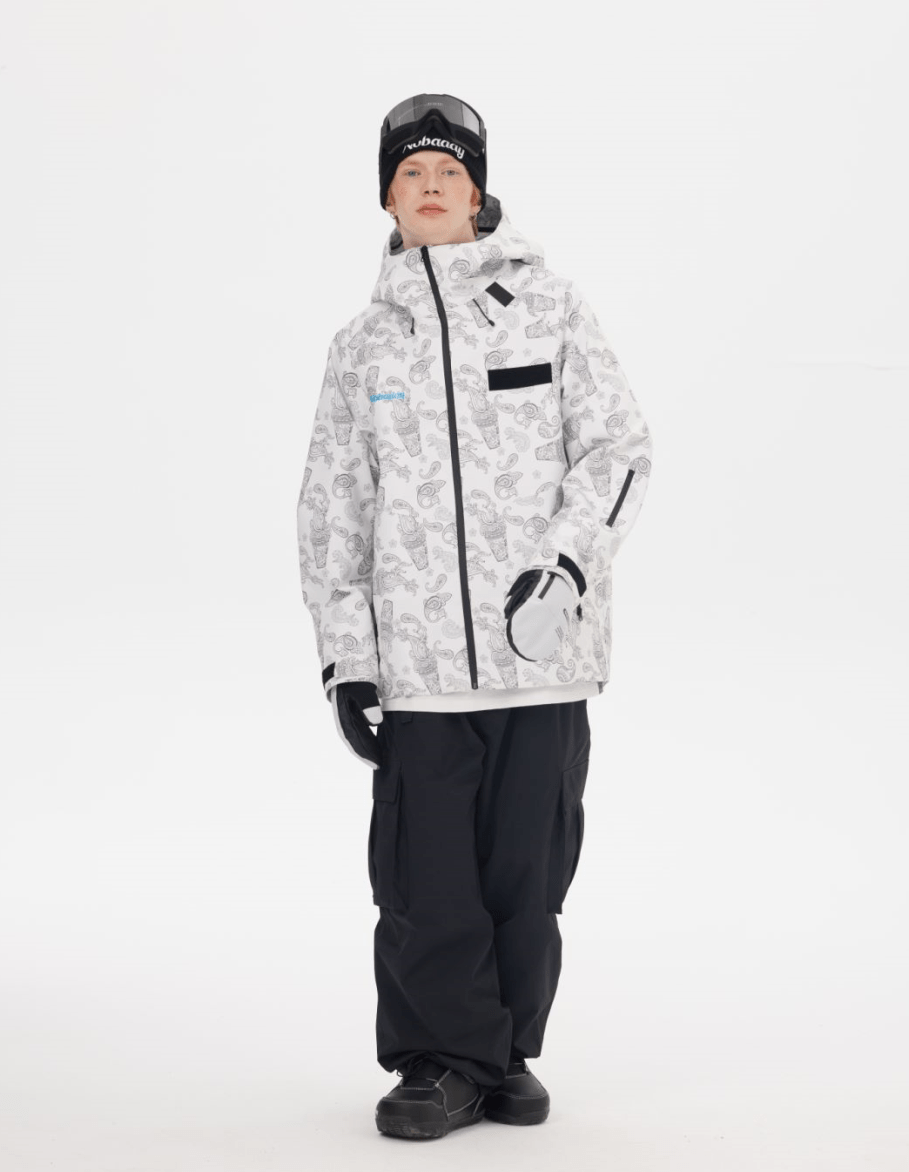 White camo online snowboard jacket