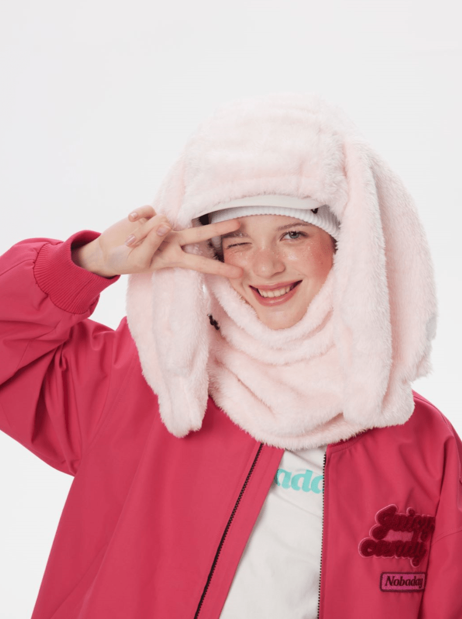 chopova lowena rabbit ear フード Bunny Oversized Fleece Black and Multi – Chopova Lowena