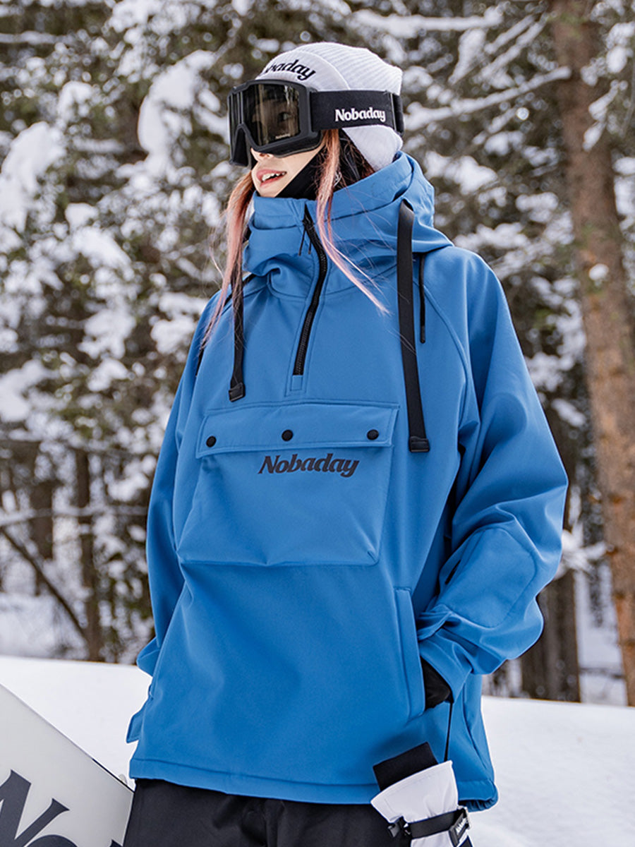 NOBADAY スノーボードウェア フード付き ウォータープルーフ Women's Pure Free Waterproof Fleece Hoodie Blue