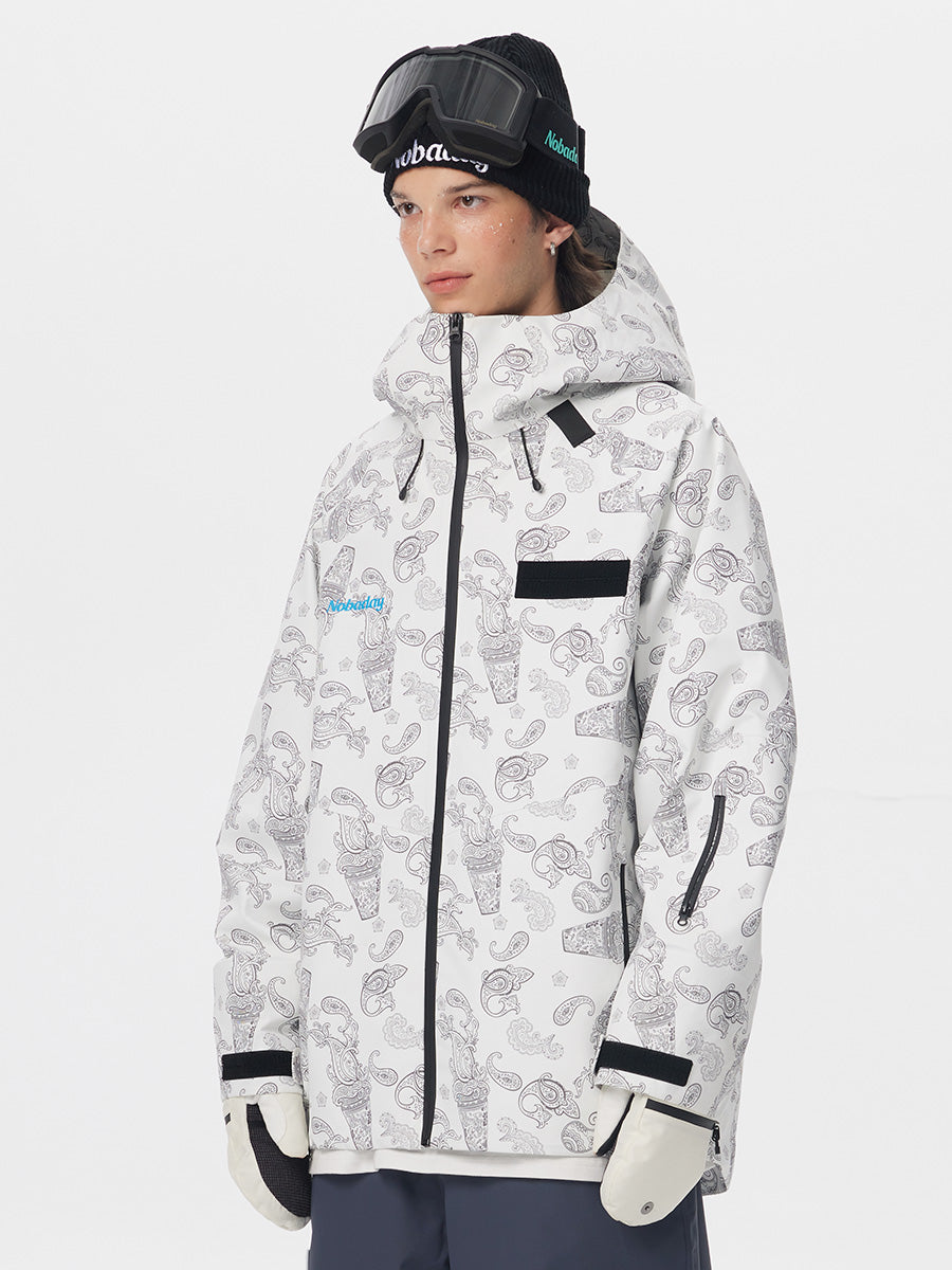 Men’s Dawn Print 3L Snow Jacket White