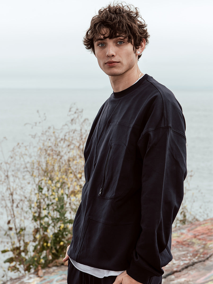 Zip Pocket Crewneck Sweatshirt