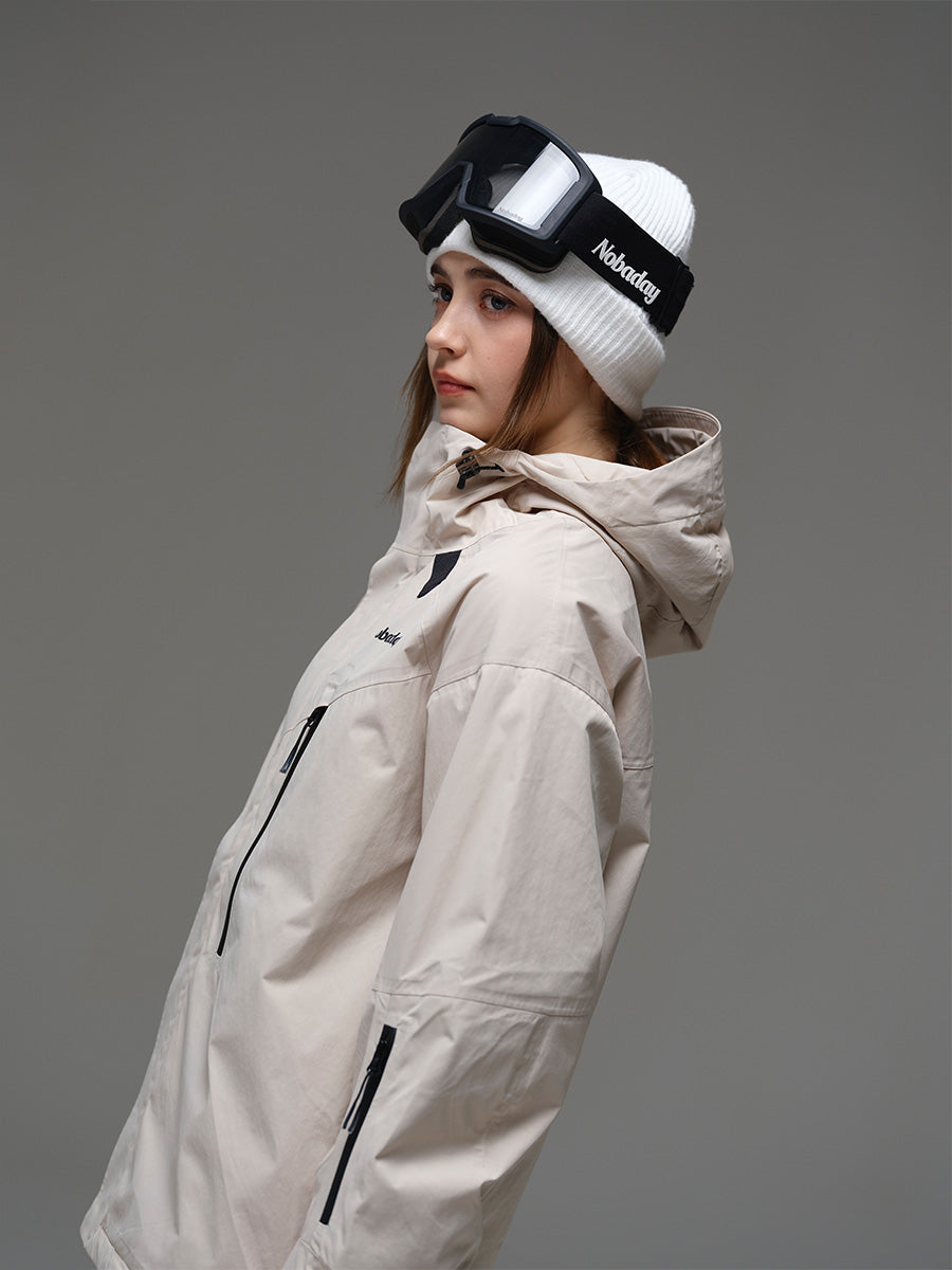 Women's Baggy Insulated Snow Jacket Biege