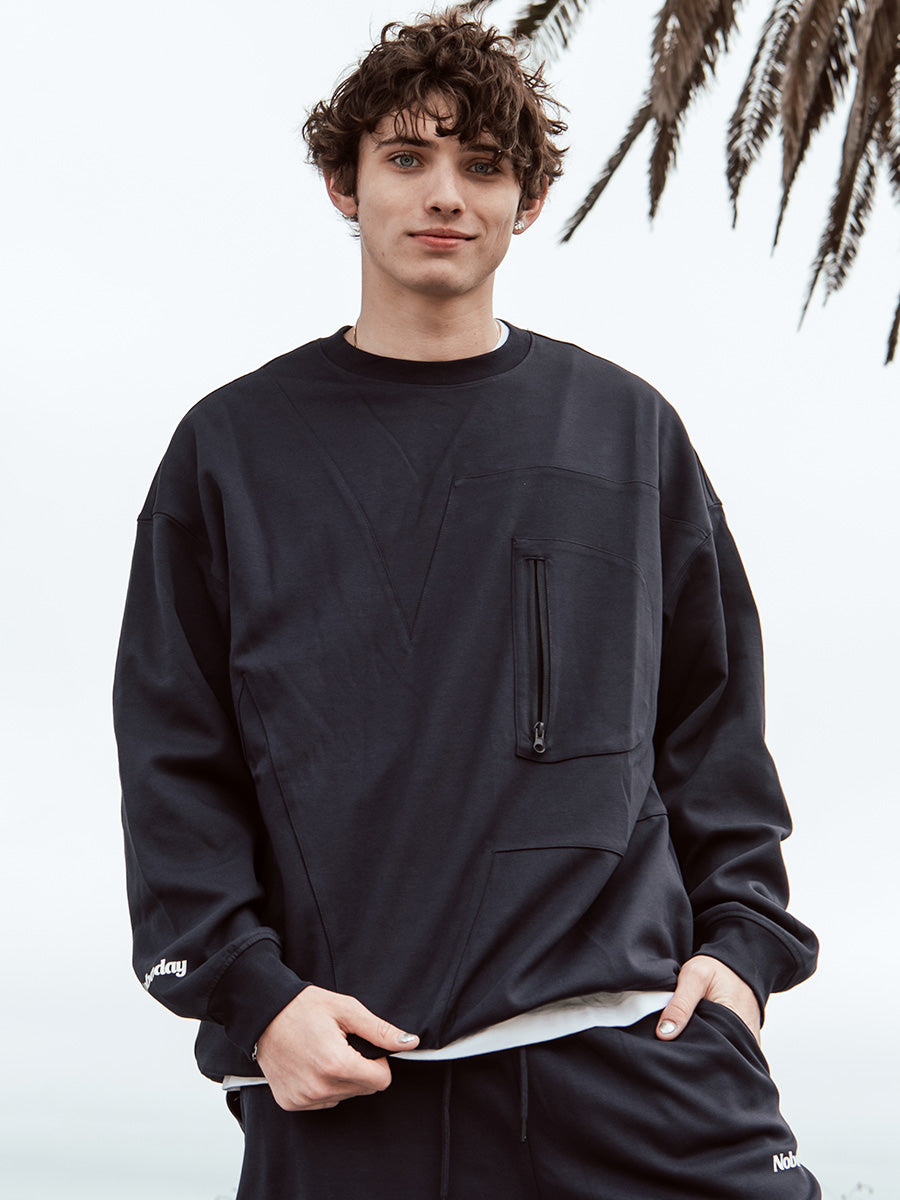 Zip Pocket Crewneck Sweatshirt