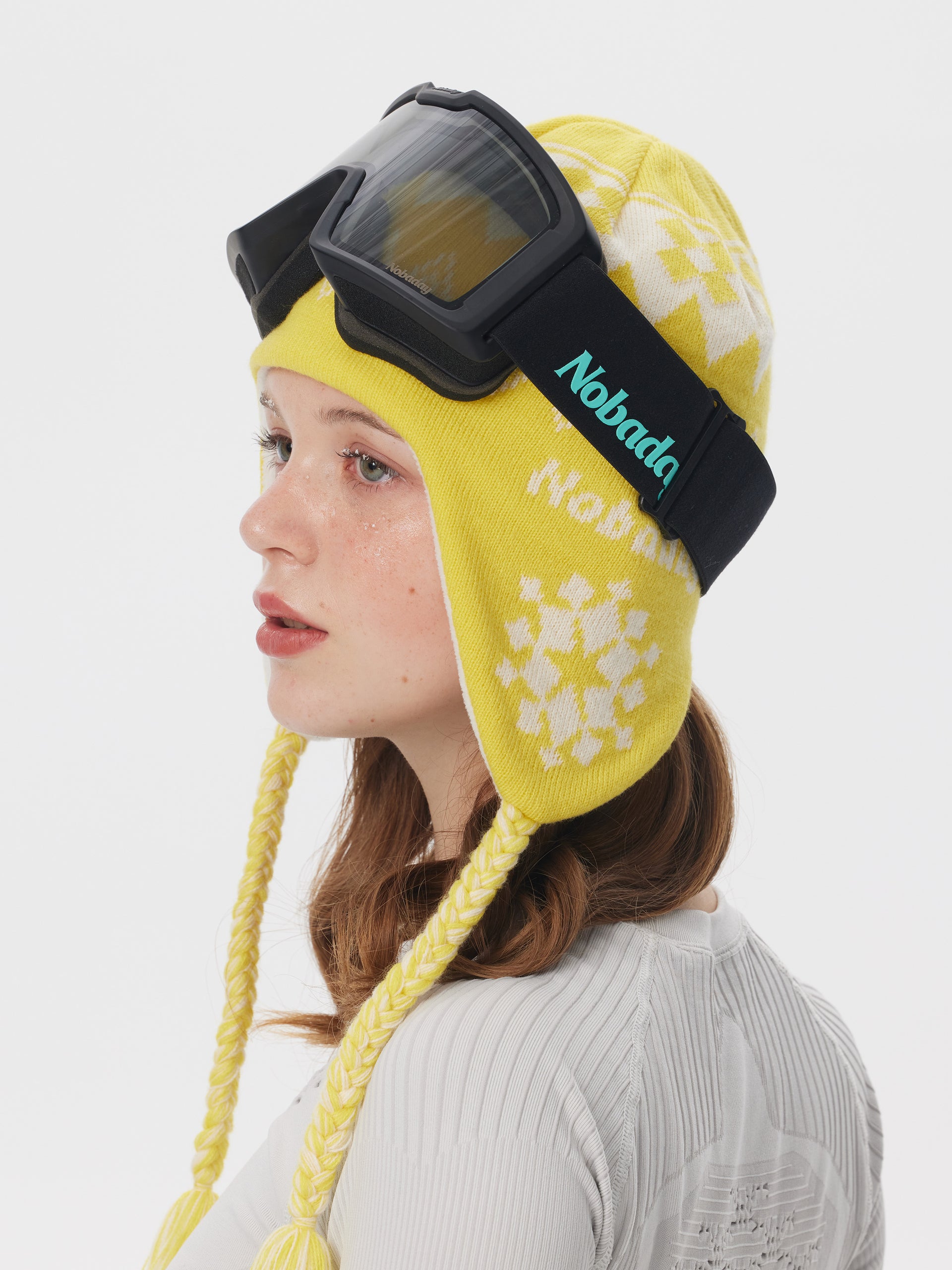 Snowflake Earflap Beanie Yellow