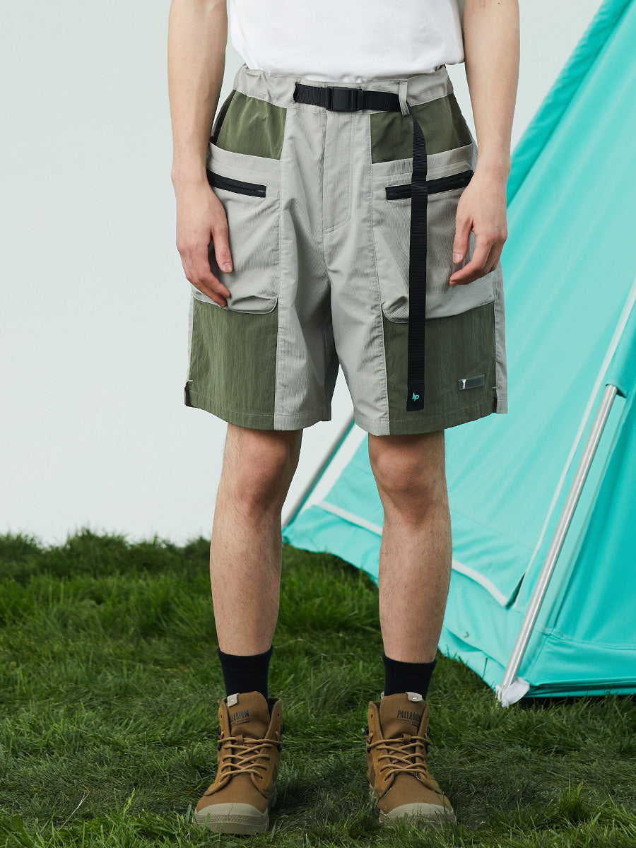 Two-Tone Nylon Cargo Shorts