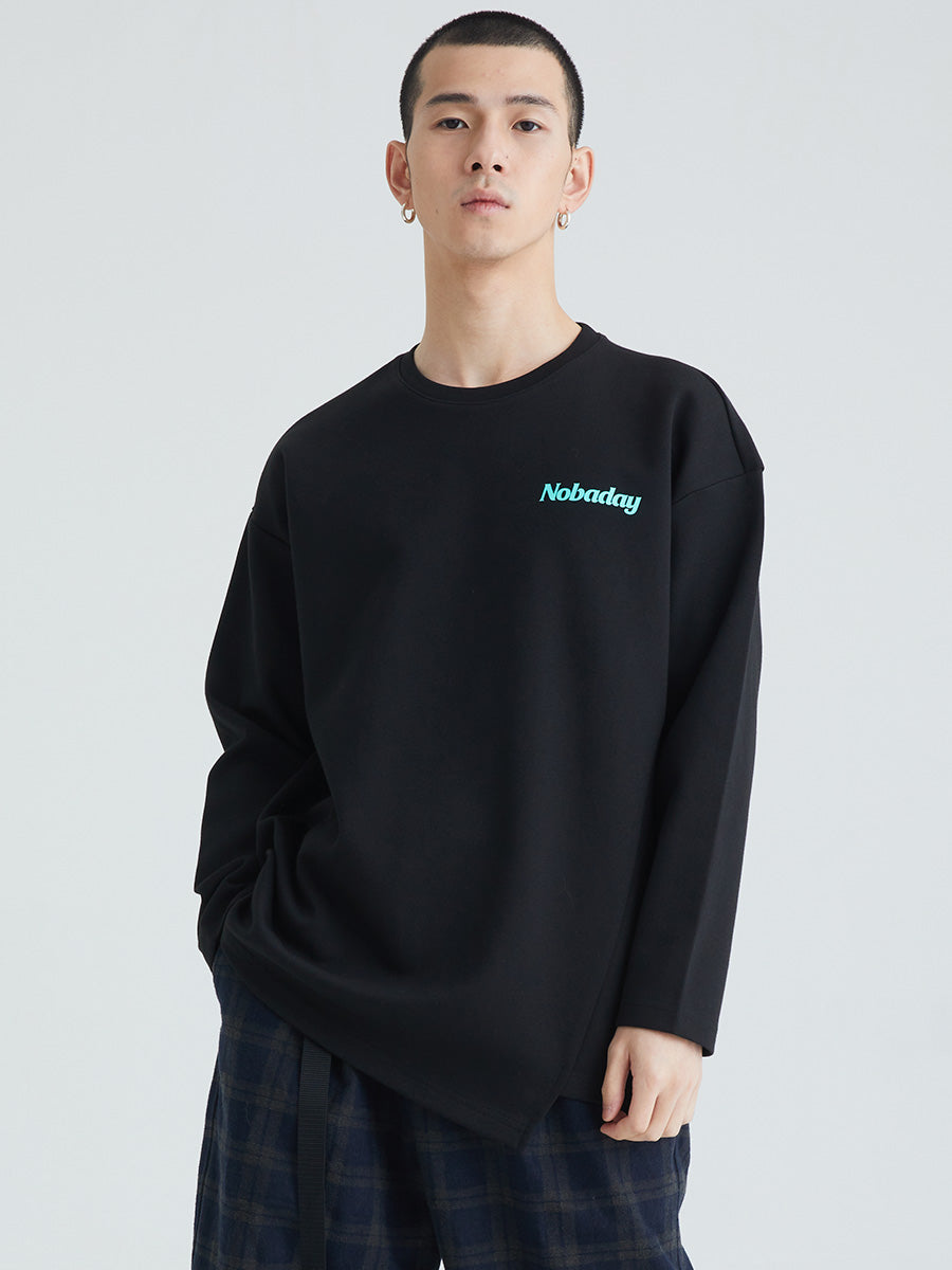 Diagonal Closure Heavyweight Long Sleeve T-Shirt