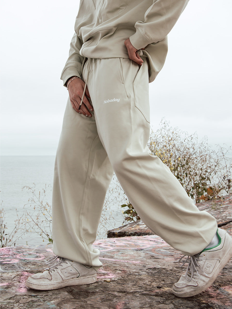 Drawstring Cotton Blend Tapered Sweatpants