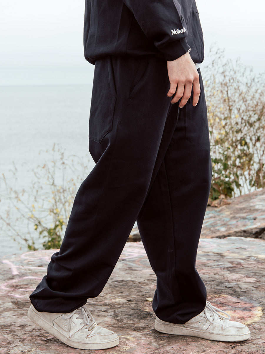 Drawstring Cotton Blend Tapered Sweatpants