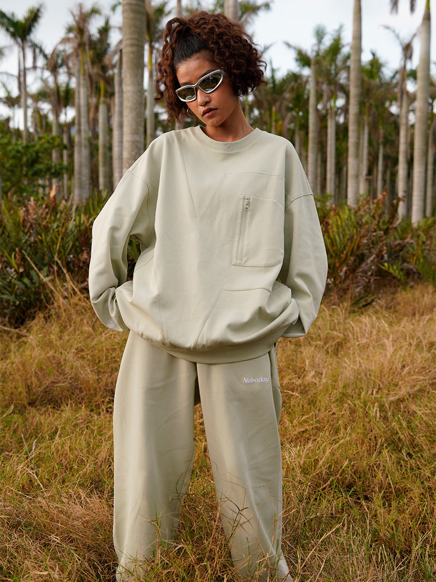 Zip Pocket Crewneck Sweatshirt