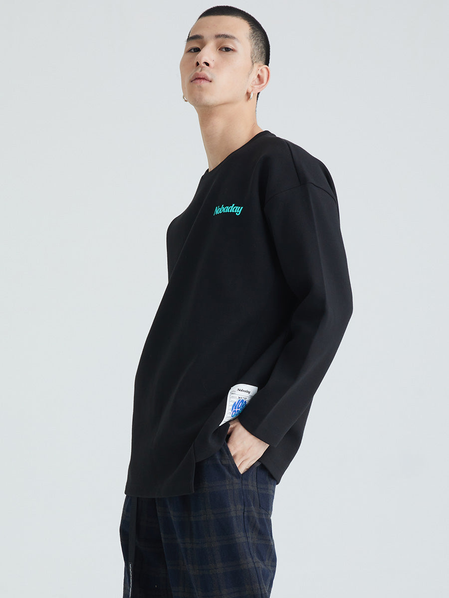 Diagonal Closure Heavyweight Long Sleeve T-Shirt