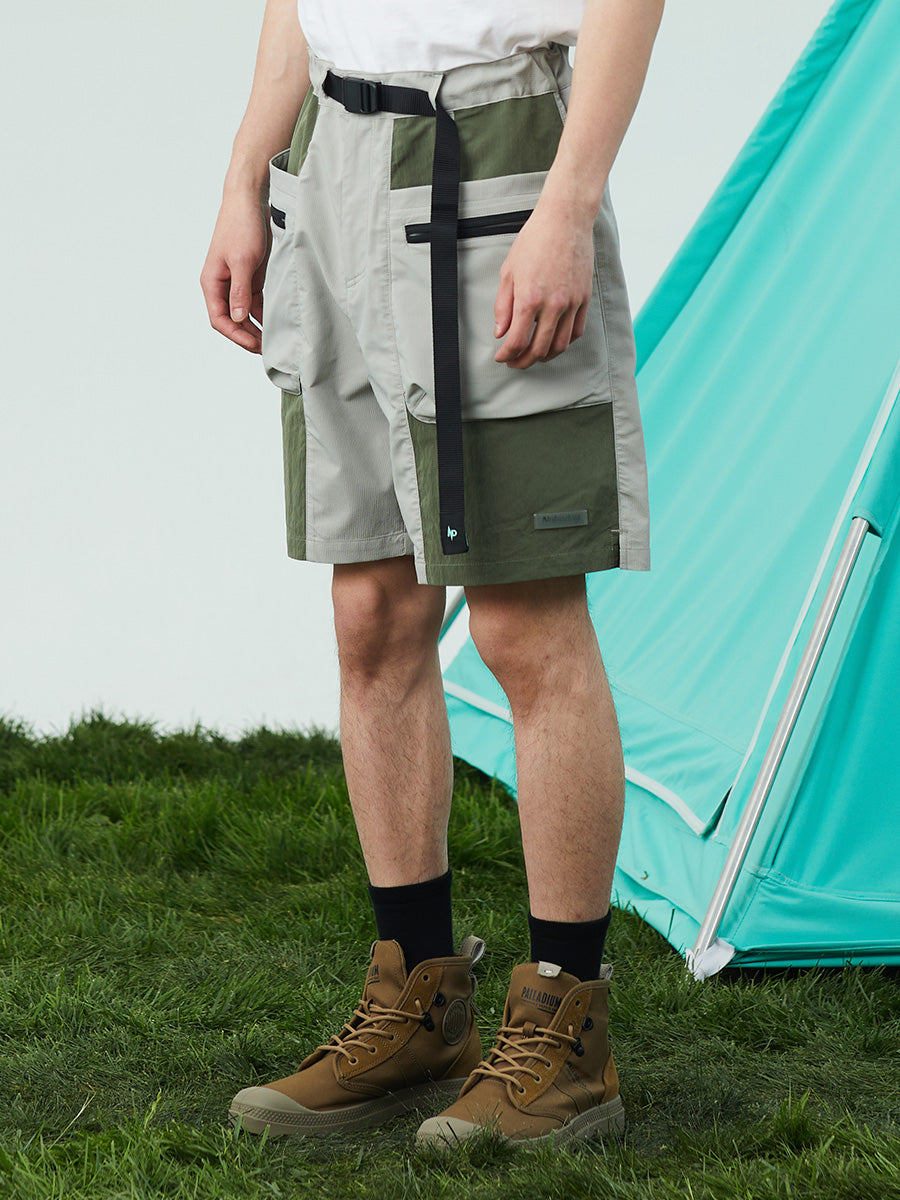 Two-Tone Nylon Cargo Shorts