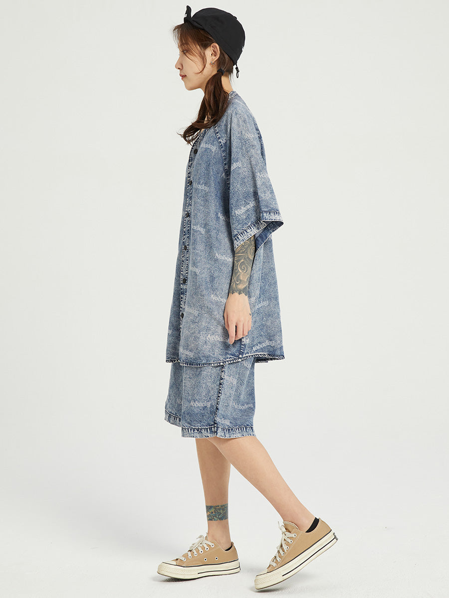 Denim Casual Short Sleeve Shirt