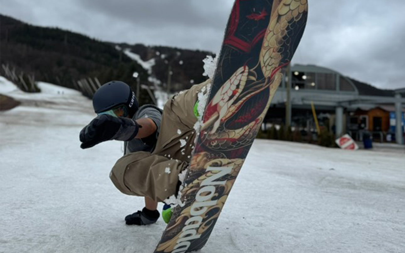 Max Red Serpent Camber Snowboard lifestyle image 3
