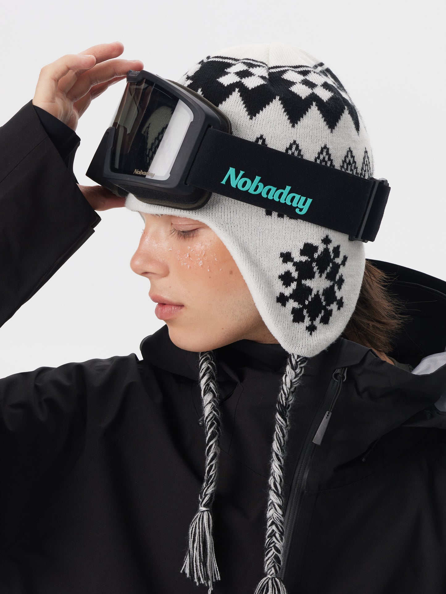 Snowflake Earflap Beanie White