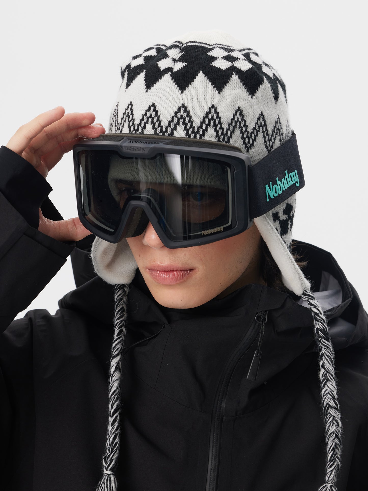 Snowflake Earflap Beanie White