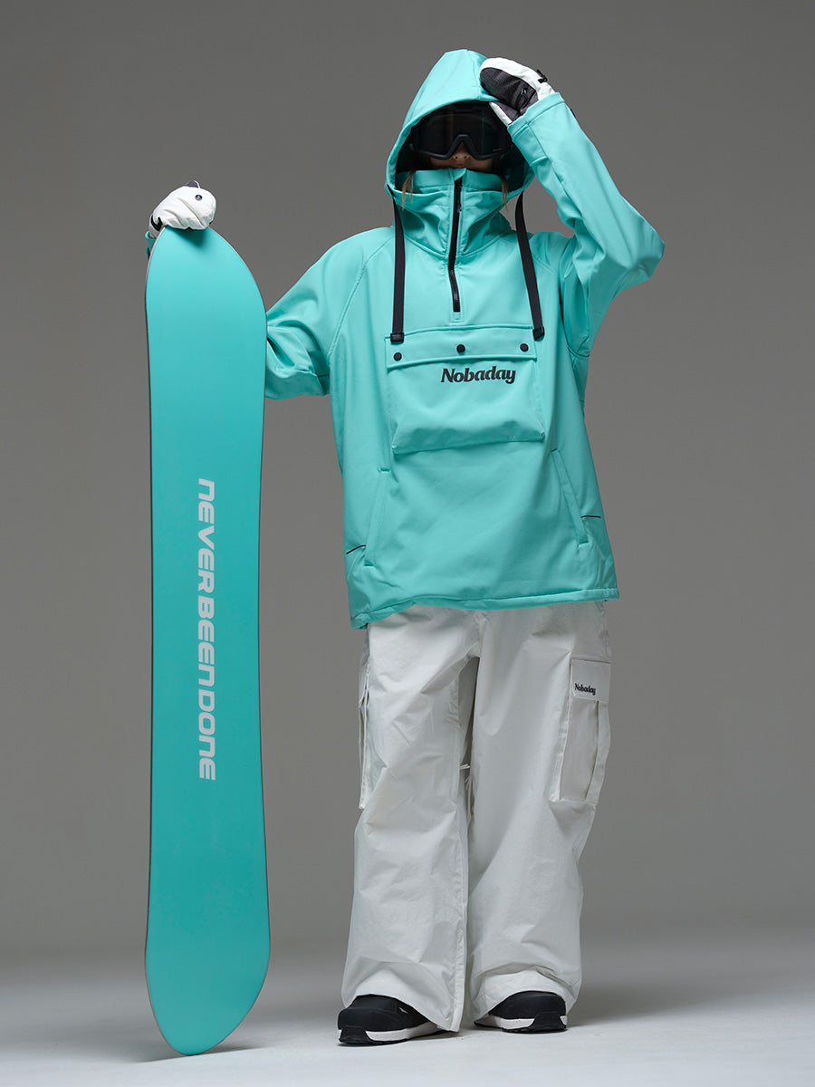 NOBADAY スノーボードウェア フード付き ウォータープルーフ Women's Pure Free Waterproof Fleece Hoodie Blue