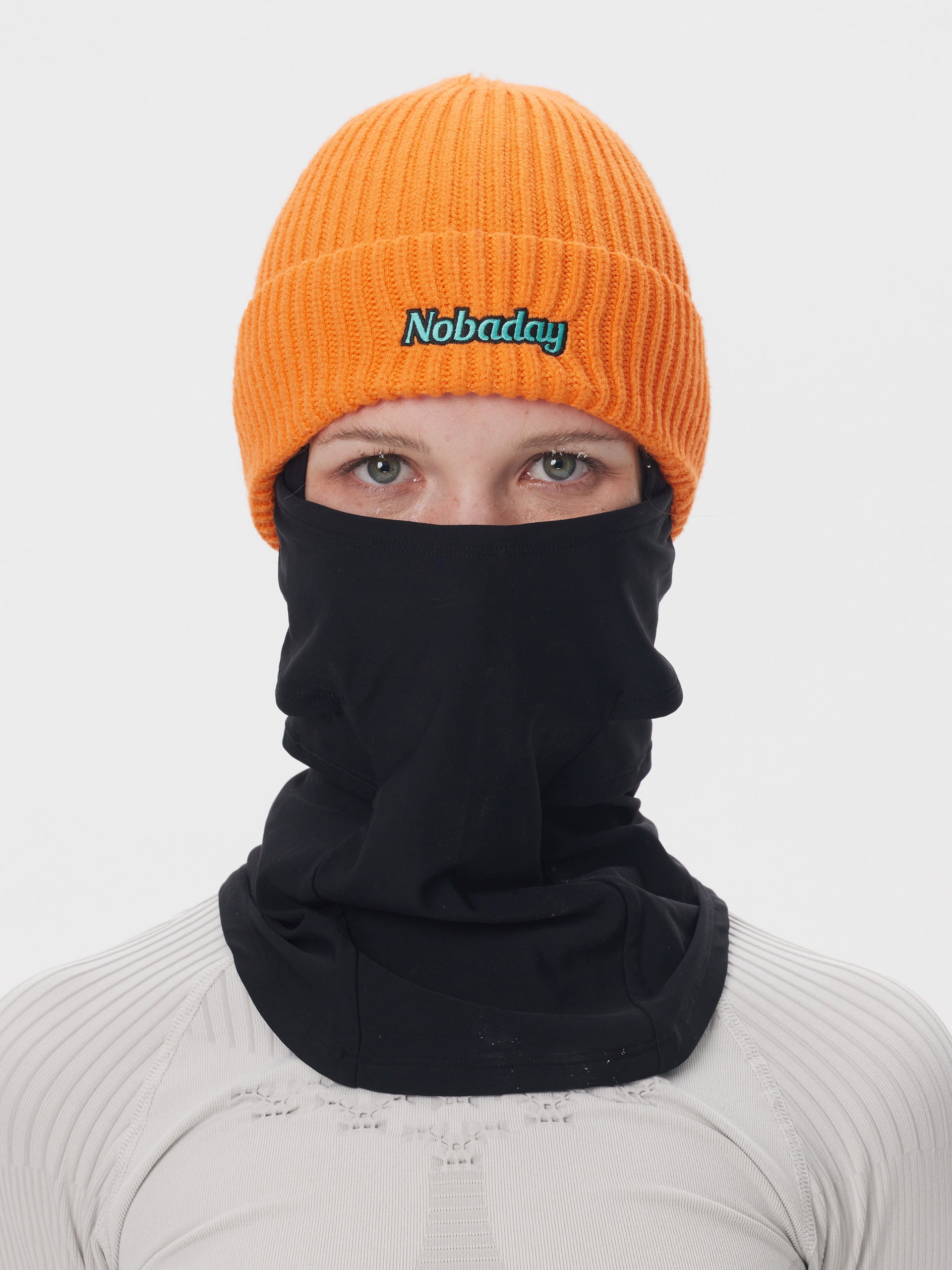 2-in-1 Knit Beanie Face Mask Orange