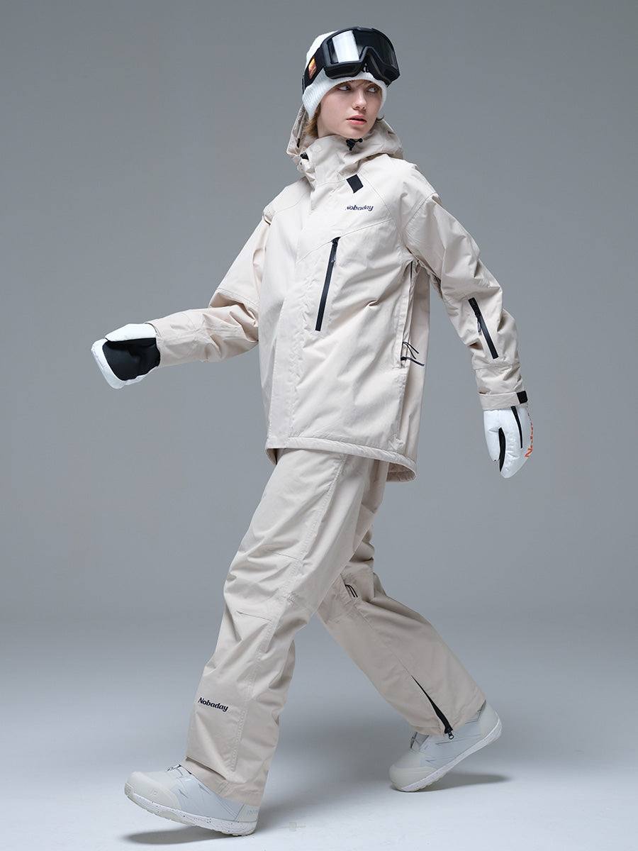 Women's Baggy Insulated Snow Jacket Biege