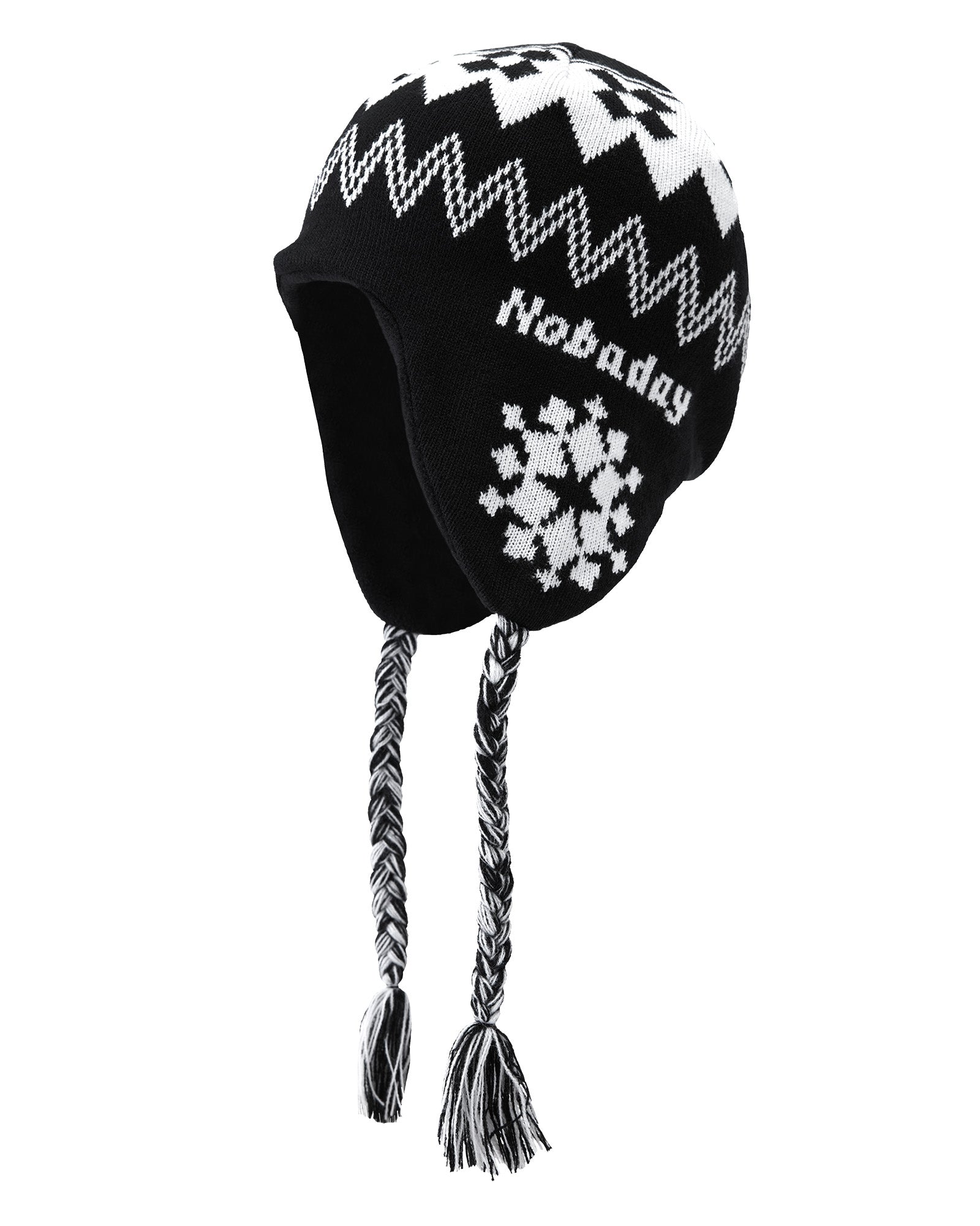 Snowflake Earflap Beanie Black – NOBADAY