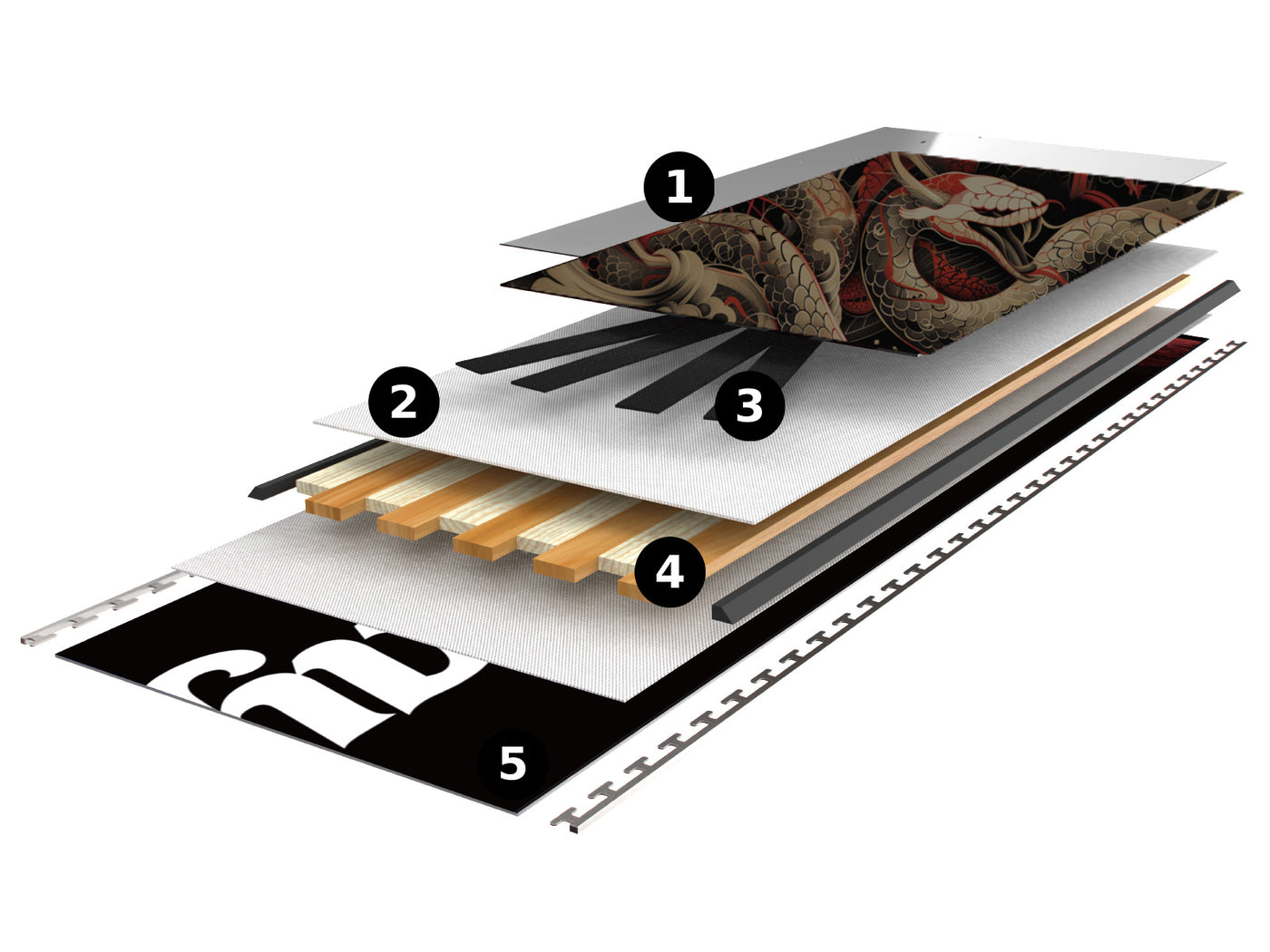 Max Red Serpent Camber Snowboard construction