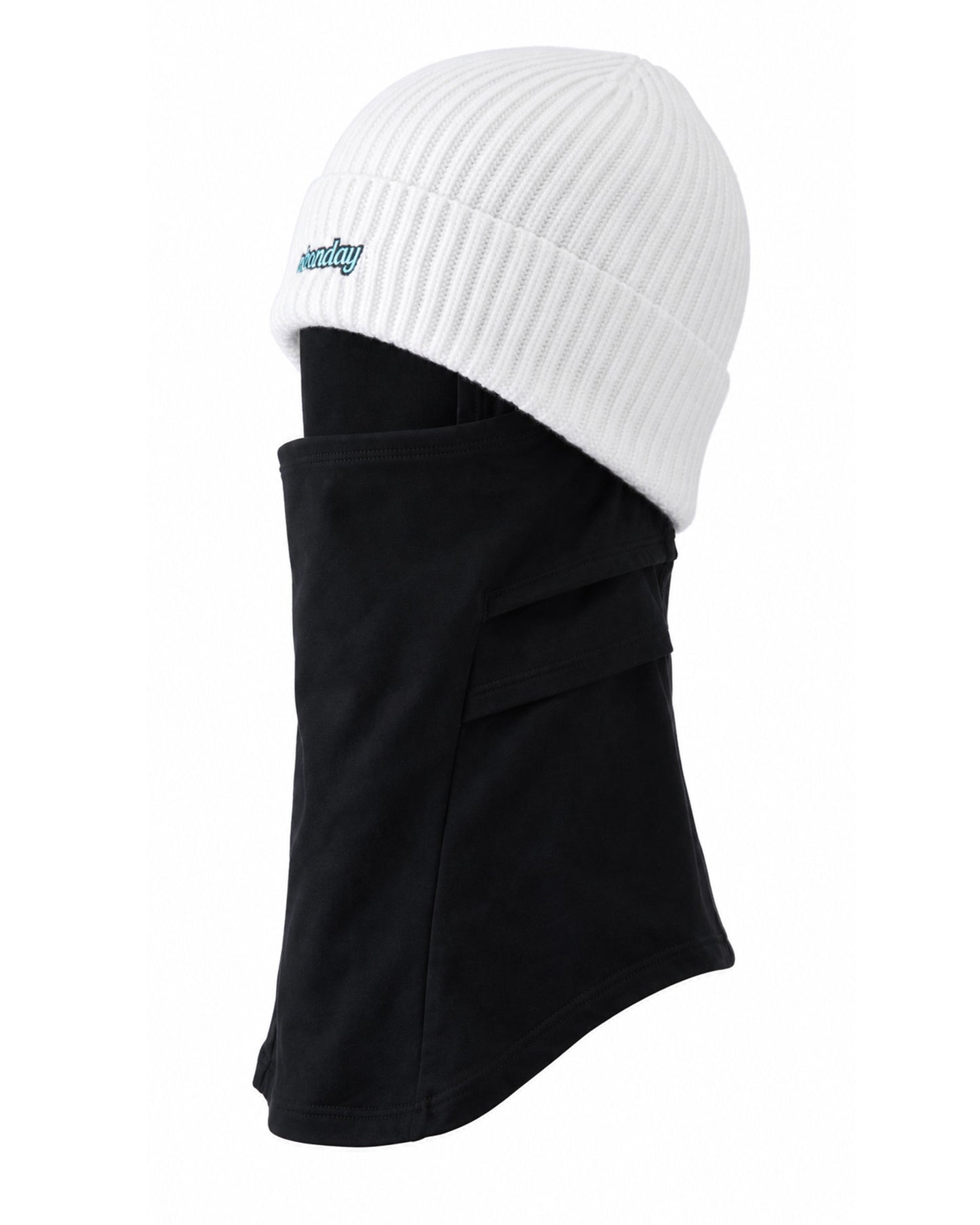 2-in-1 Knit Beanie Face Mask White