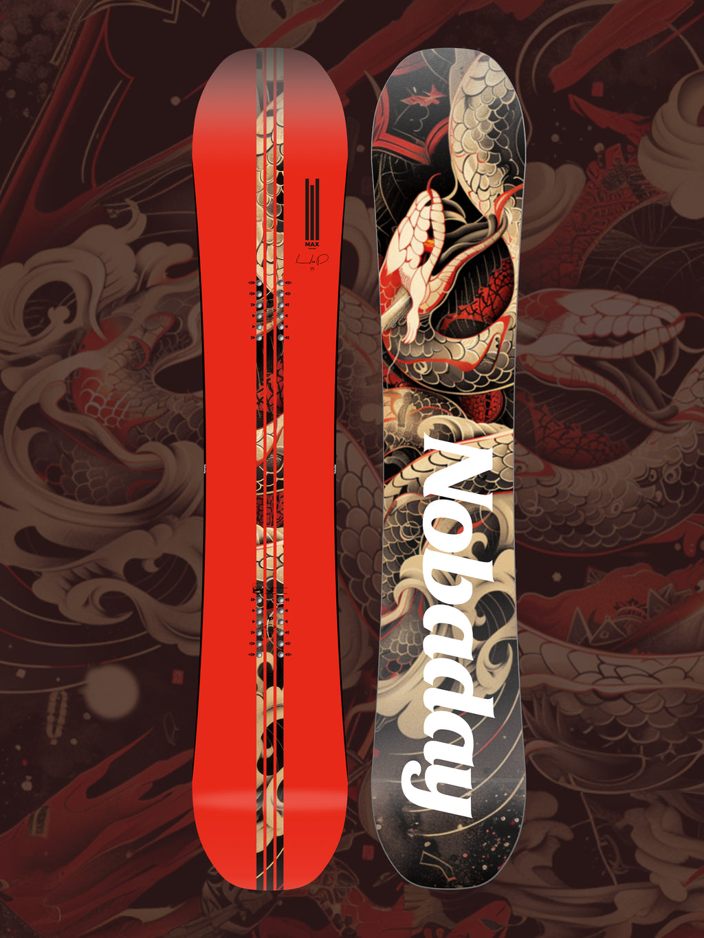 Nobaday Max Red Serpent Camber Snowboard – NOBADAY