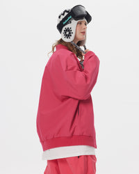 Side view of the oversized Nobaday Juicy Dark Red Jacket showing its ribbed collar, cuffs and hem