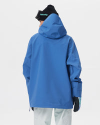 Back view of the Nobaday Men’s ArcticStorm 3L Anorak Snow Jacket in blue, showing its relaxed fit and protective hood