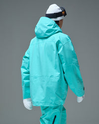 Back view of the Nobaday Blue Pure Free Apex 3L men’s snow jacket with an adjustable hood