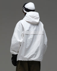 Back view of the NOBADAY Men’s Pure Free Snow Jacket in white with an adjustable hood