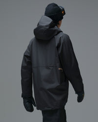 Back view of the Black NOBADAY Men’s Summit GORE-TEX snow jacket showing the hood and rear GORE-TEX logo