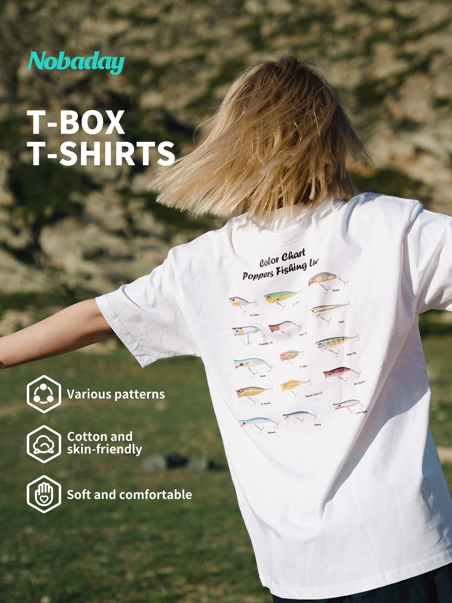 NOBADAY T - BOX FISHING LURE SUMMER OUTDOOR T - SHIRT - NOBADAY