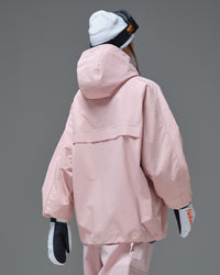 Back view of the Nobaday Women's Pure Free Snow Jacket in pink with an adjustable hood