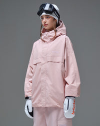 Side view of a woman wearing the Nobaday Women's Pure Free Snow Jacket in pink