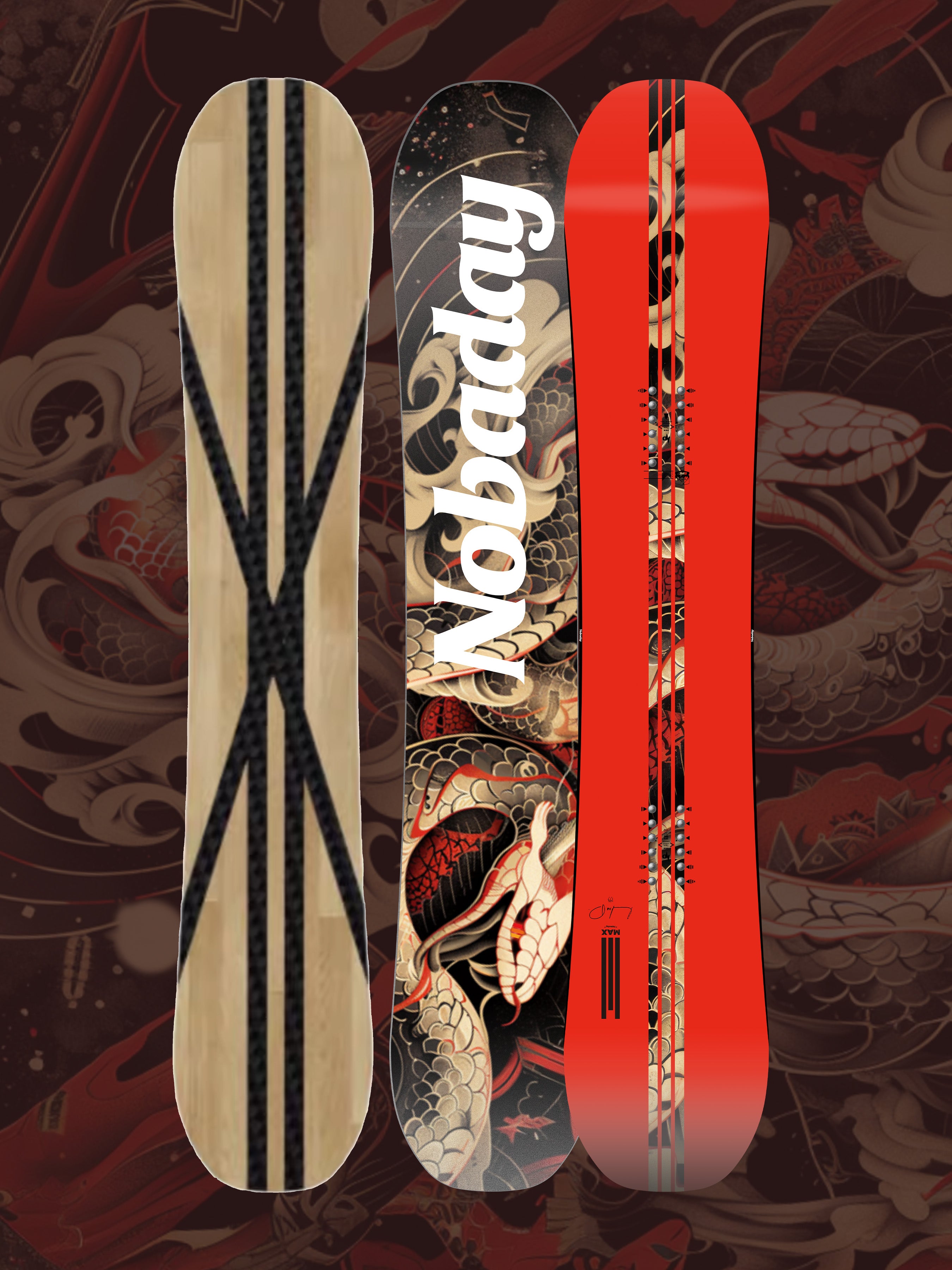 Nobaday Max Red Serpent Camber Snowboard
