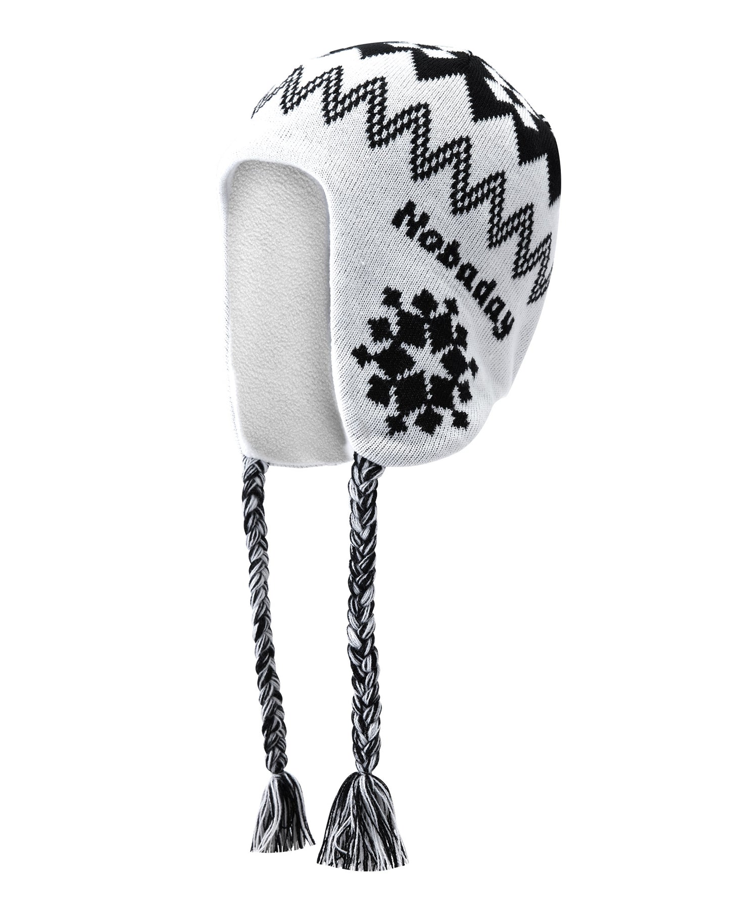 Snowflake Earflap Beanie White