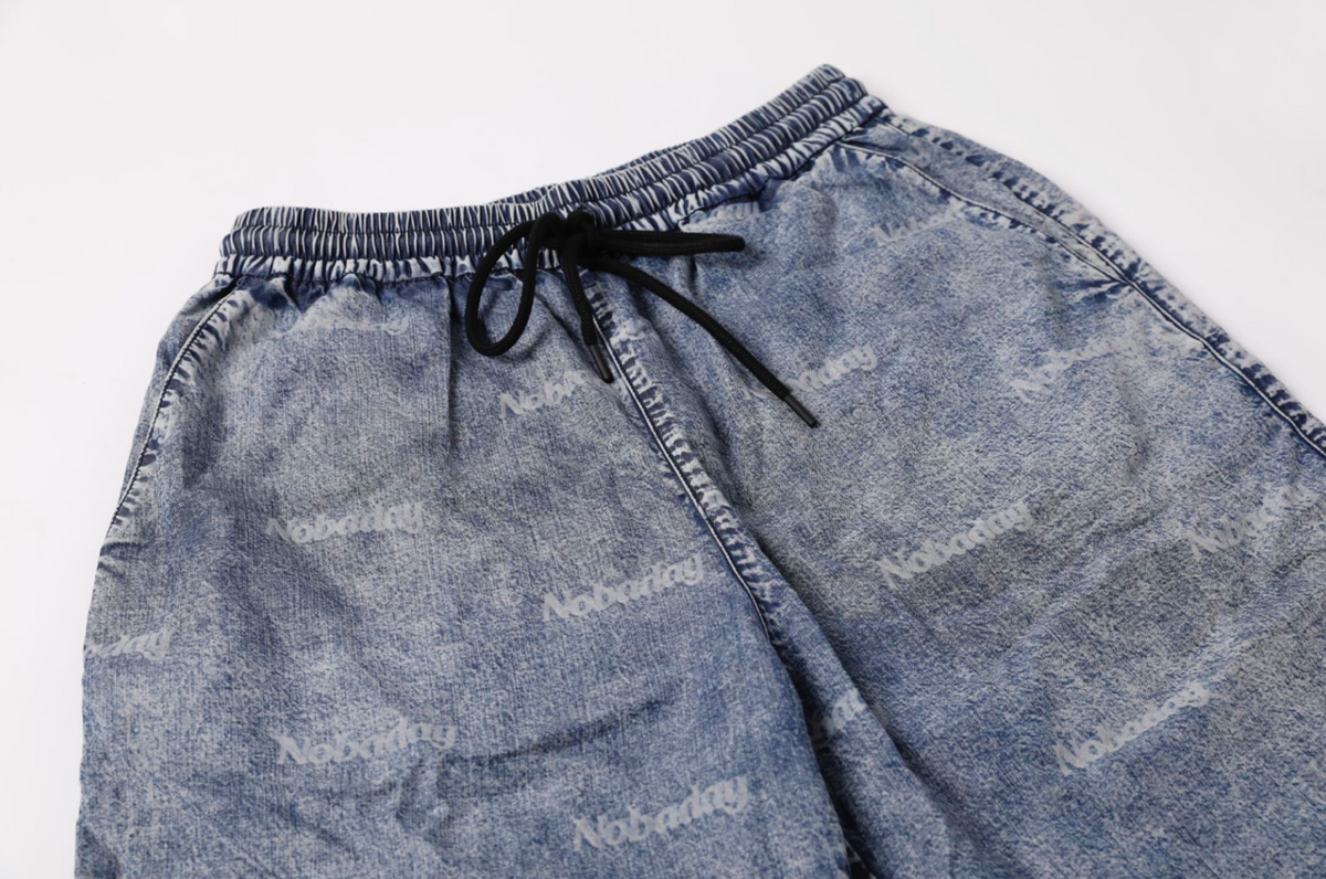 Cotton Denim Logo Shorts