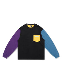 Nobaday VINTAGE COLOR BLOCK LONG SLEEVE TEE black-yellow - NOBADAY