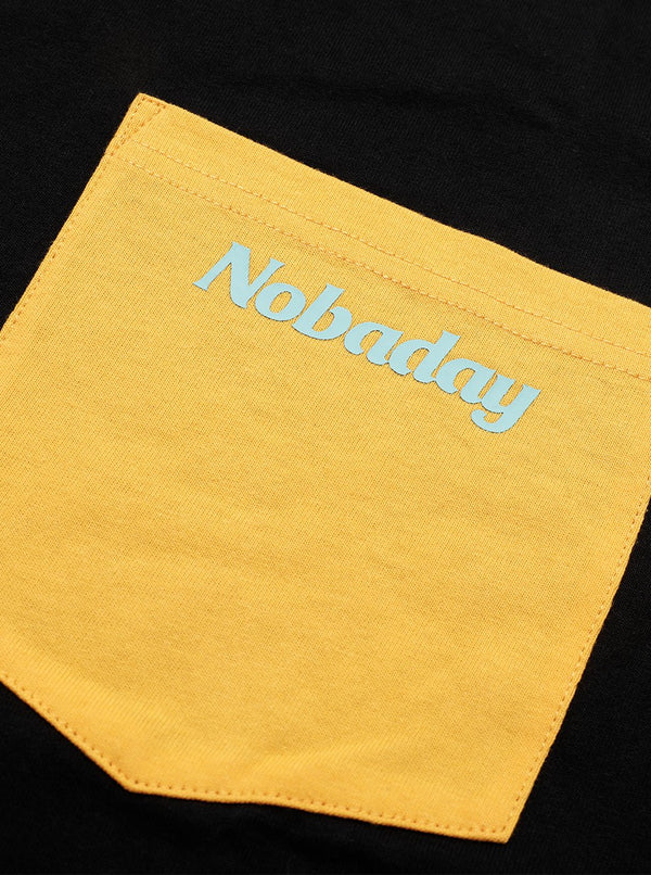 Nobaday VINTAGE COLOR BLOCK LONG SLEEVE TEE black-yellow - NOBADAY